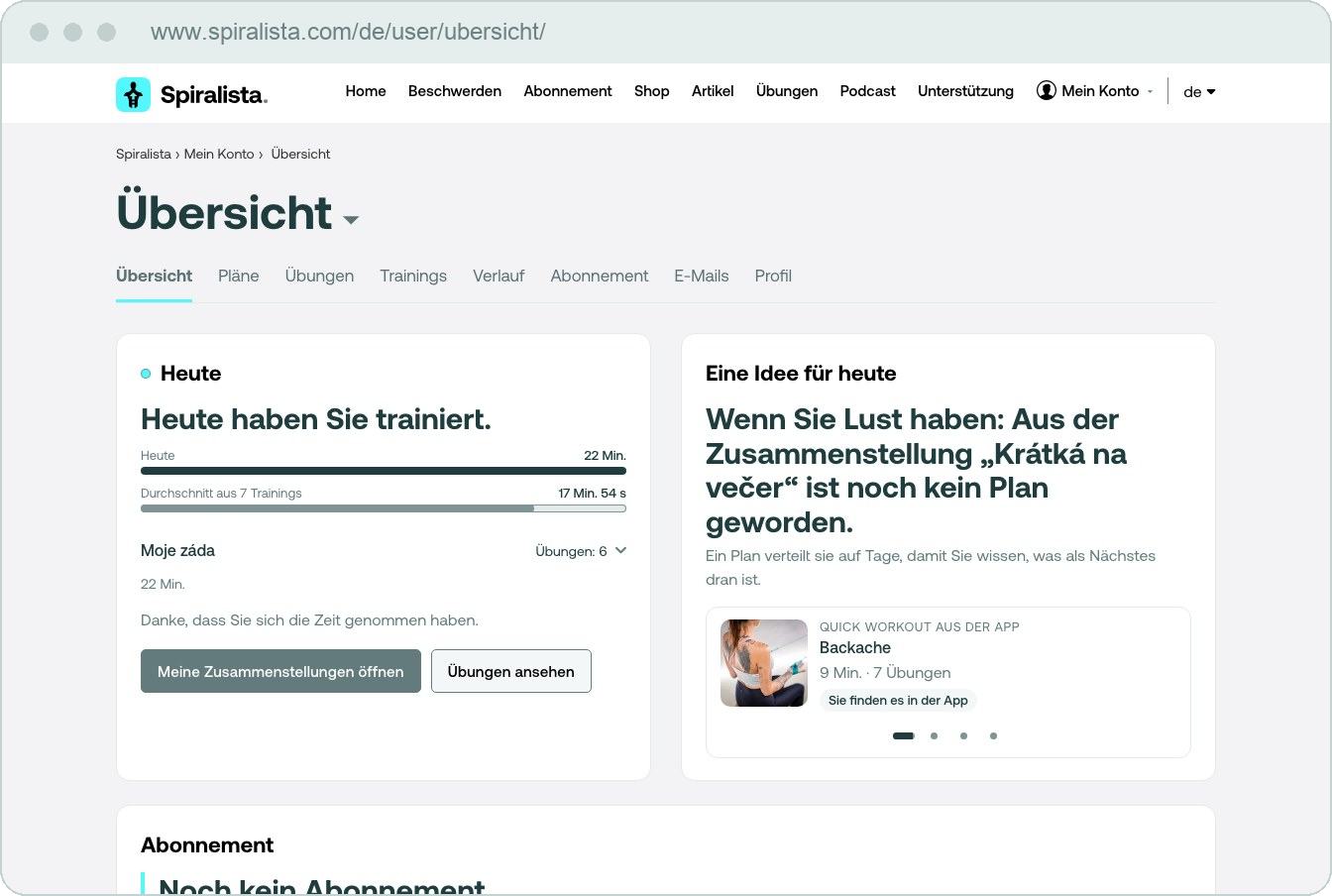Kontoübersicht am Computer — zum Abschnitt Mein Konto auf der Website