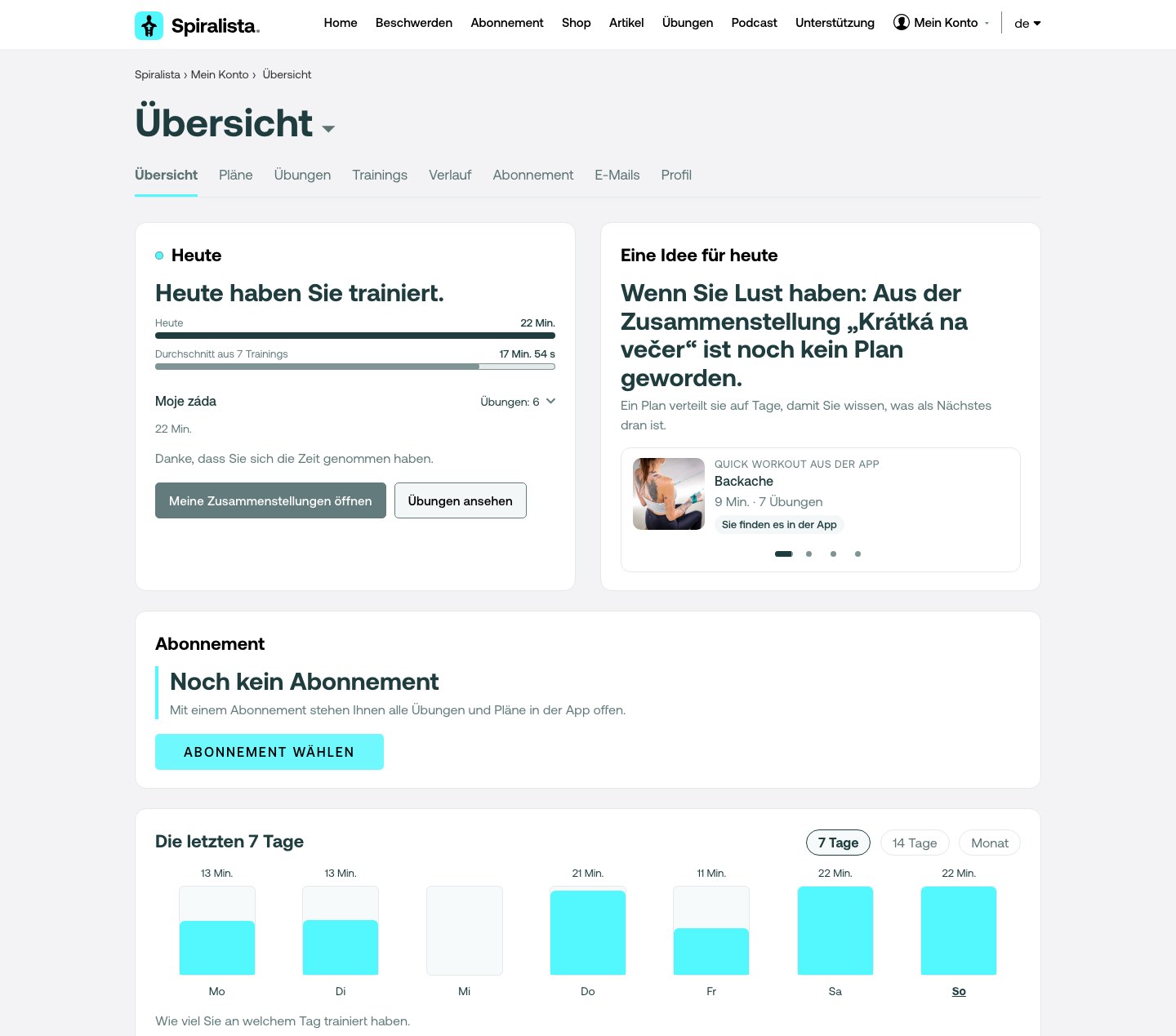 Kontoübersicht am Computer